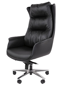 Офисное кресло CHAIRMAN 523, натуральная кожа/экокожа, черный